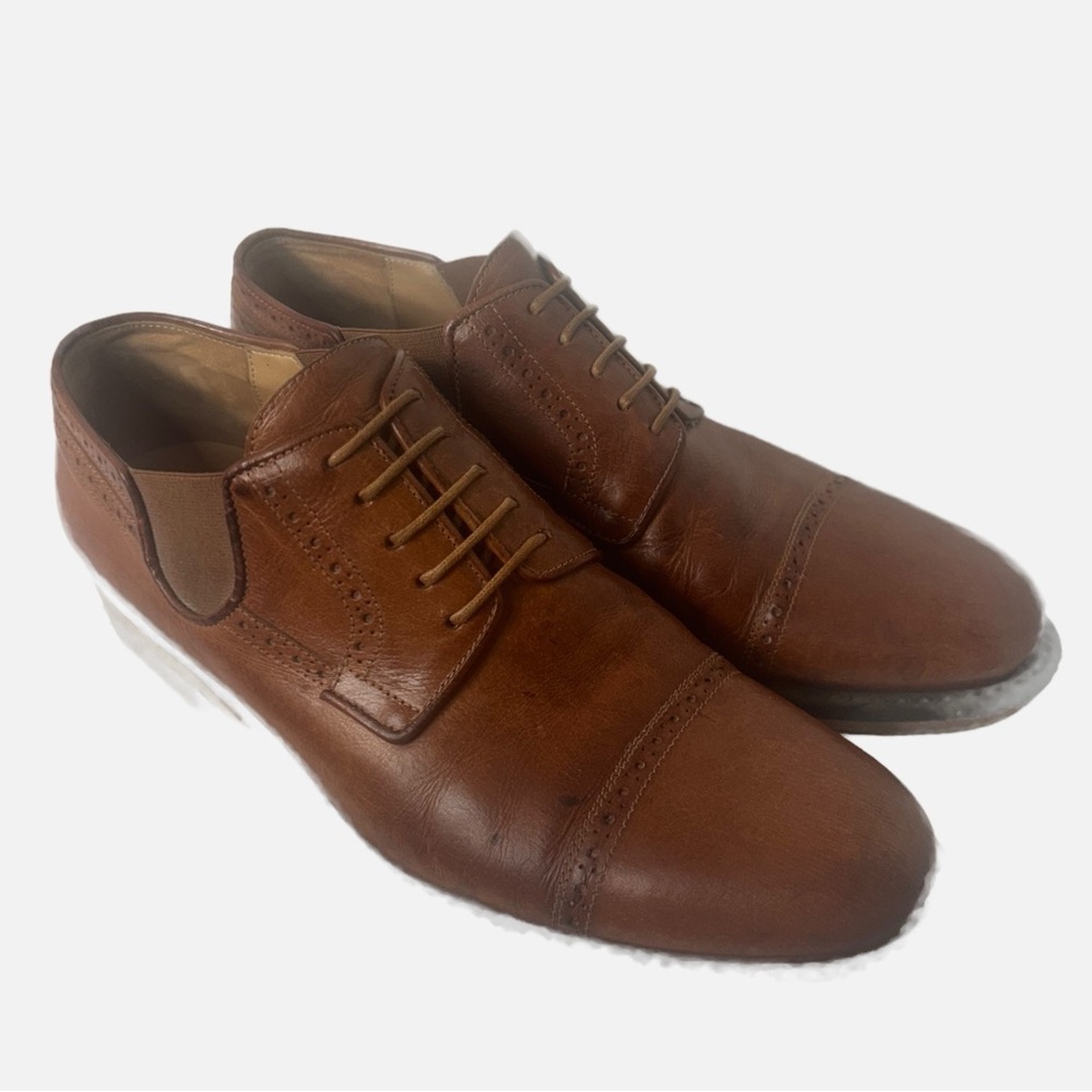 Dries Van Noten Men’s Oxfords Lace Up Made in Italy Cognac Brown Wooden Sole